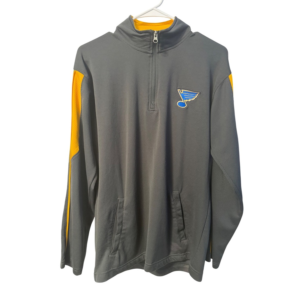 NHL St. Louis Blues Pullover Mens M Grey 1/4 Zip Jacket